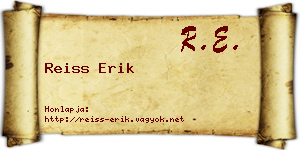 Reiss Erik névjegykártya